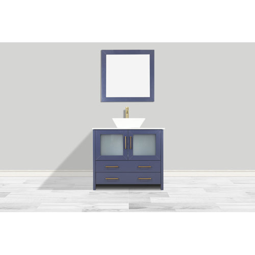 Wade Logan® Karson 35.8'' Single Bathroom Vanity with Engineered Marble